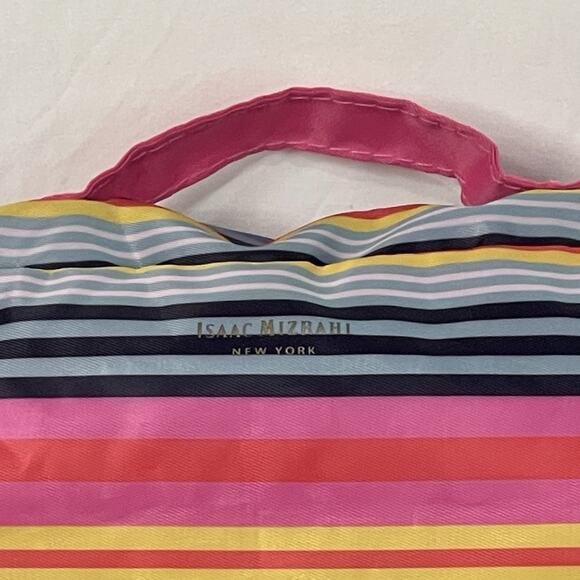 Vintage Isaac Mizrahi Travel Packing Cube Pink Multi Color Stripes Handle Zipper - Picture 2 of 9